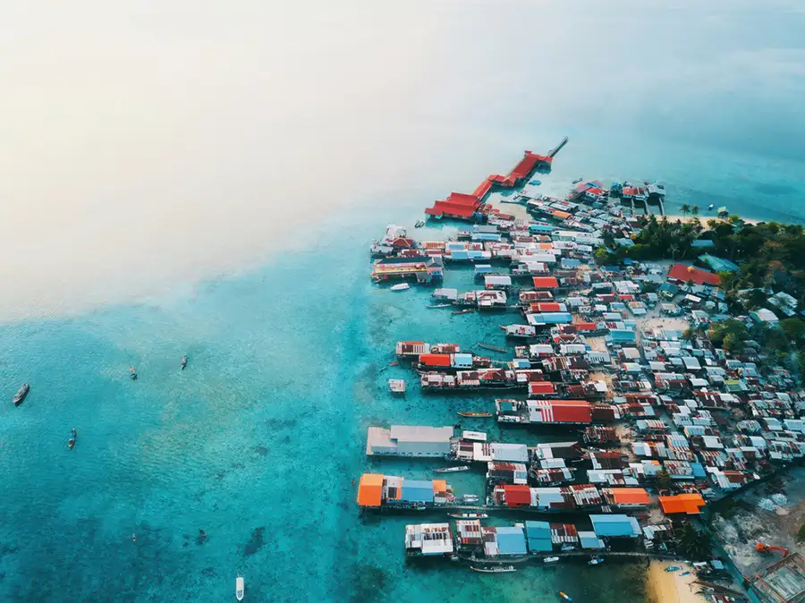 Aerial drone view of the resort and surrounding islands Amina Holidays