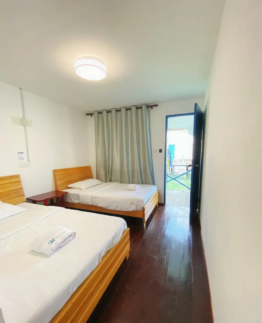 Balcony access from the Deluxe Twin Room at Amina Holidays with sea views